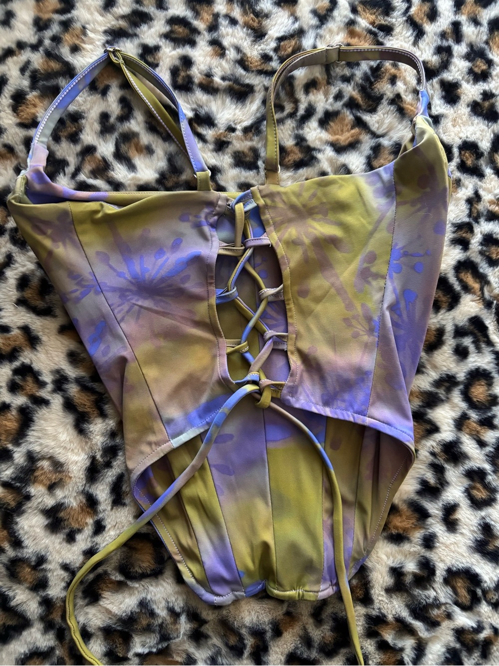 Miaou Purple & Olive Floral Print Corset - Picture 3 of 5